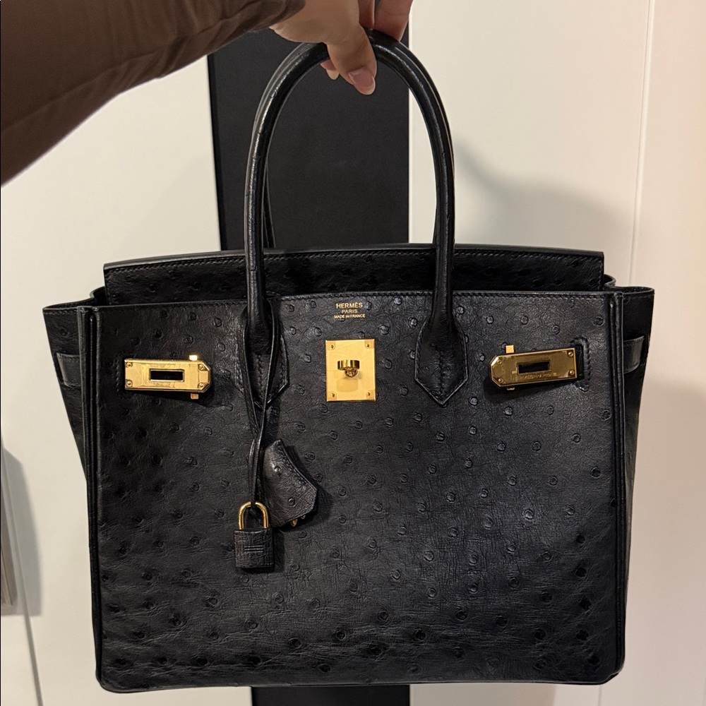 Hermes Birkin 30 Black Ostrich with Gold Hardware